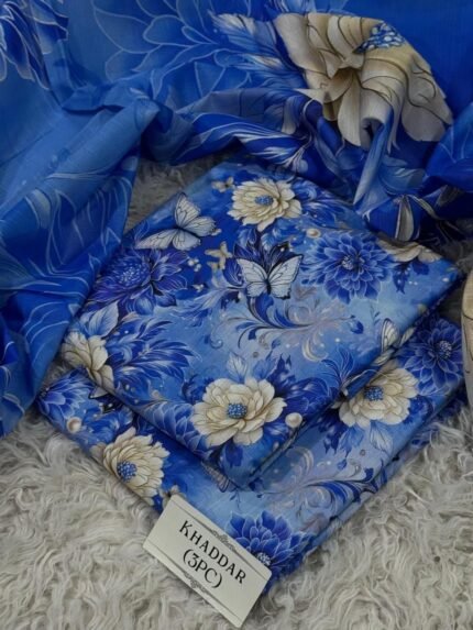 Muted Blue – Printed 3 Piece