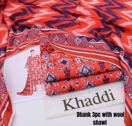 Coral Red – Printed 3 Piece