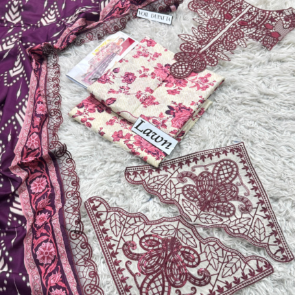 Digital Emb Lawn with Voil Dupatta