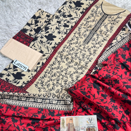 Digital Emb Lawn with Lawn Dupatta