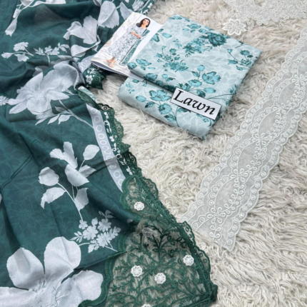 Digital Emb Lawn with Voil Dupatta