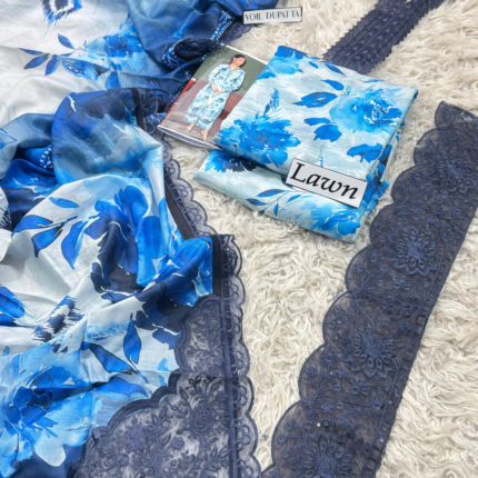 Digital Emb Lawn with Voil Dupatta