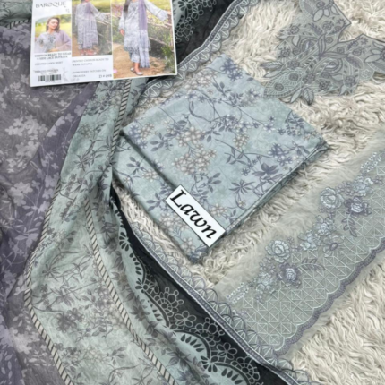 Digital Emb Lawn with Chiffon Dupatta