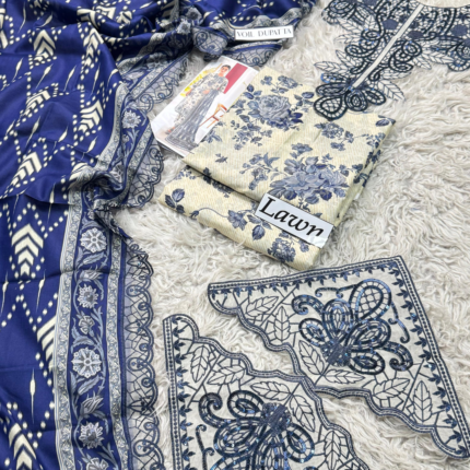 Digital Emb Lawn with Voil Dupatta