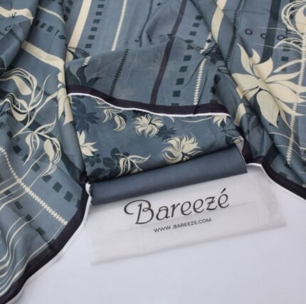 Mid Grey - Digital Printed Lawn