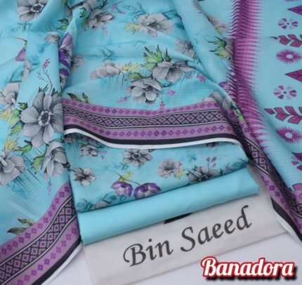 Moonstone Blue - Printed Lawn Banadora