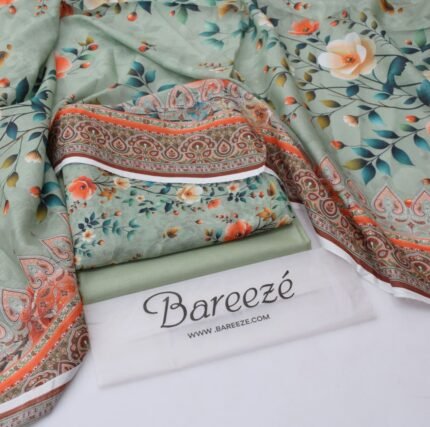 Greenish Grey - Digital Printed Lawn